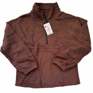 Women's Half Zip  PullOver sweatshirt Brown Size medium soft cozy activewear